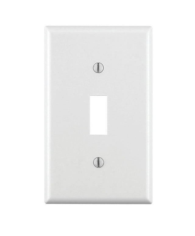 Leviton 020-88001-000 Non-Metallic Wallplate, 4-1/2 in L, 2-3/4 in W, 1 -Gang, Thermoset, White, Smooth