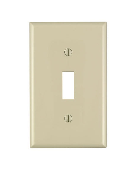 Leviton 021-80701-00I Wallplate, 4-1/2 in L, 2-3/4 in W, 1 -Gang, Nylon, Ivory, Smooth