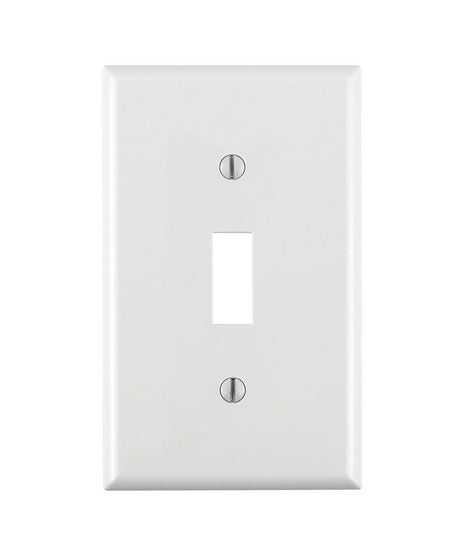 Leviton 022-80701-00W Non-Metallic Wallplate, 4-1/2 in L, 2-3/4 in W, 1 -Gang, Nylon, White, Smooth