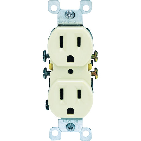 Leviton 303-05320-ICP Duplex Receptacle, 2 -Pole, 15 A, 125 V, Push-In, Side Wiring, NEMA: 5-15R, Ivory