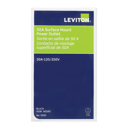 Leviton B01-05050-000 Electrical Receptacle, 3 -Pole, 125/250 V, 50 A, NEMA: NEMA 10-50R, Black