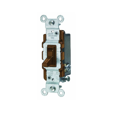 Leviton S02-01453-2WS Series Toggle Switch, White, 15 A, 120 V, 3-Position, Push-In Terminal