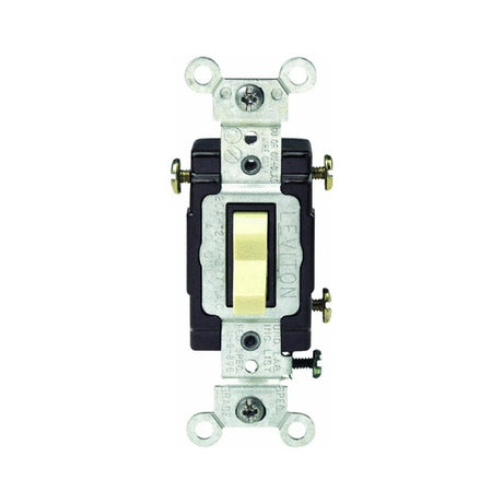 Leviton S03-CS320-2IS Series Toggle Switch, Ivory, 20 A, 120/277 V, Screw, Side Wired Terminal