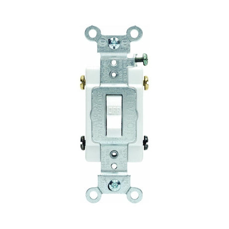 Leviton S08-CS220-2WS Series Toggle Switch, White, 20 A, 120/277 V, Screw, Side Wired Terminal, 2-Pole