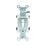 Leviton S08-CS220-2WS Series Toggle Switch, White, 20 A, 120/277 V, Screw, Side Wired Terminal, 2-Pole