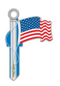 Lucky Line Key Shapes Series B101S Key Blank, American Flag, Brass, Enamel-Coated, For: Schlage Locks, Pack of 5