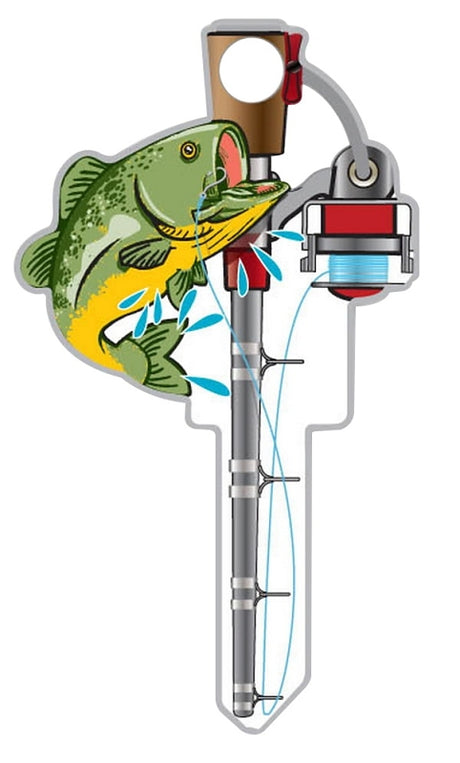 Lucky Line Key Shapes Series B117K Key Blank, Fishing Pole, Brass, Enamel-Coated, For: Kwikset Locks, Pack of 5