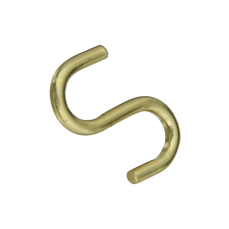 National Hardware V2077 Series N121-806 Open S-Hook, 10 lb Working Load, Brass