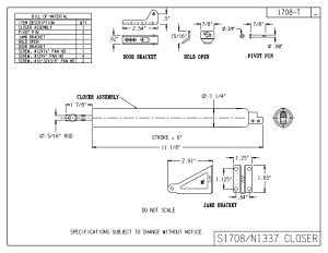 National Hardware V1337 Series N181-628 Door Closer, 5/16 in Dia Rod, 11-1/8 in L, Steel, Aluminum, 90 deg Opening