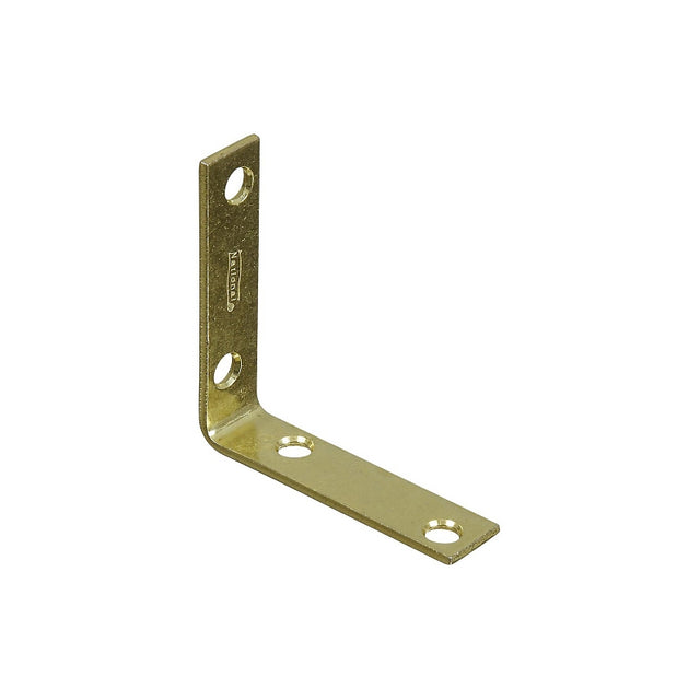 National Hardware V115 Series N190-843 Corner Brace, 2-1/2 in L, 5/8 in W, 2-1/2 in H, Steel, Brass, 0.1 Thick Material