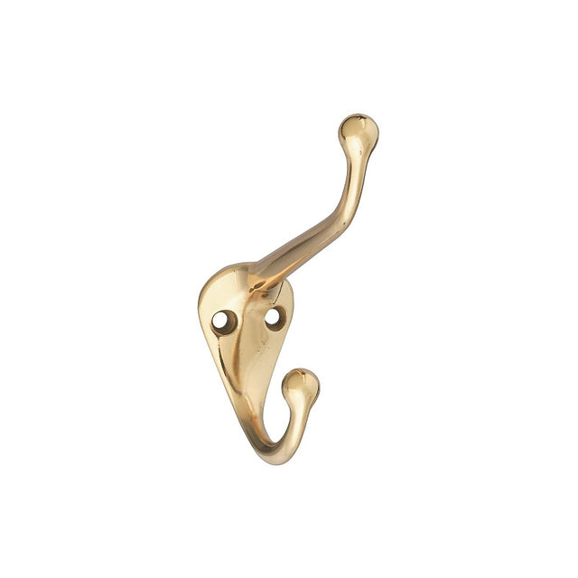 National Hardware V1960 N198-101 Coat and Hat Hook, 75 lb, 2-Hook, Brass, Brass