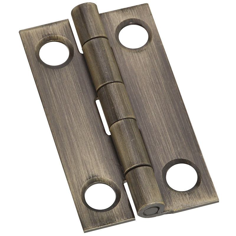 National Hardware N211-227 Decorative Narrow Hinge, 1-1/2 in H Door Leaf, 0.04 in Thick Door Leaf, Brass, Antique Brass