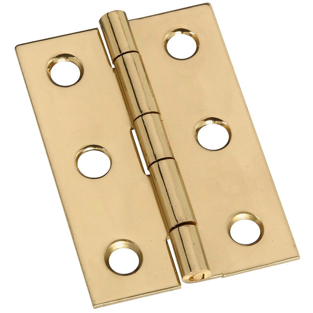 National Hardware N211-375 Decorative Broad Hinge, 2 in H Door Leaf, 0.04 in Thick Door Leaf, Brass, Solid Brass, 5 lb