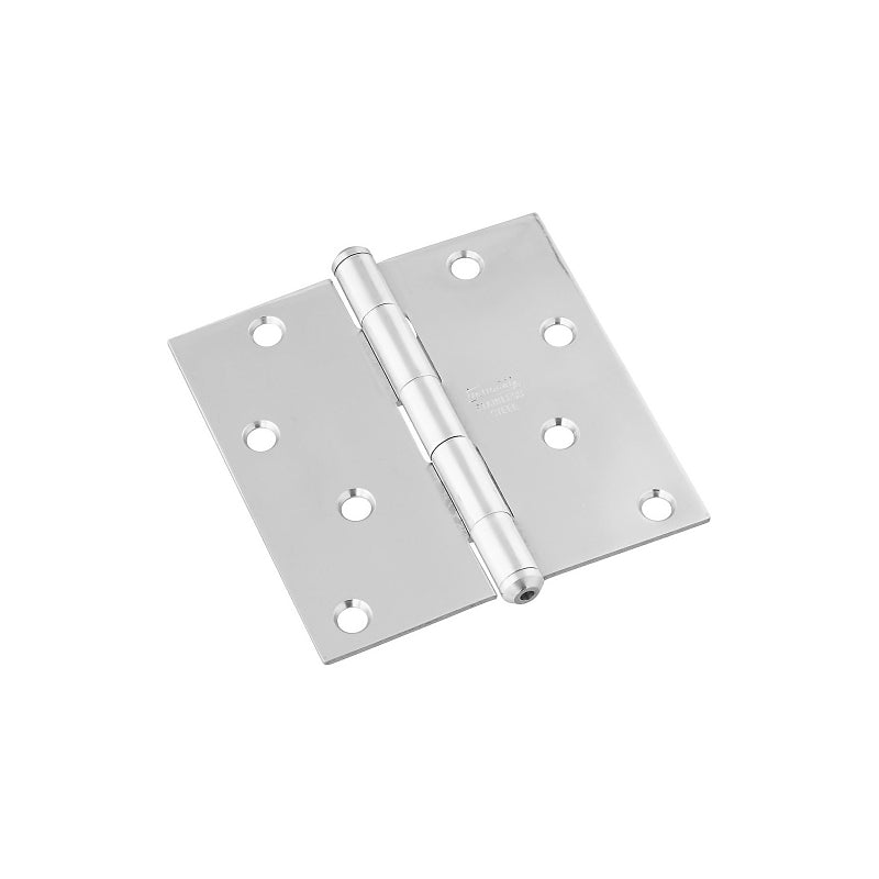 National Hardware N225-938 Square Corner Door Hinge, 4 in H Frame Leaf, Stainless Steel, Stainless Steel, 55 lb