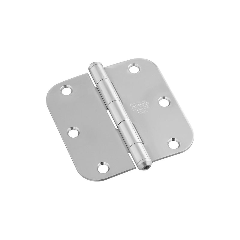 National Hardware N225-961 Door Hinge, 3-1/2 in H Frame Leaf, Stainless Steel, Stainless Steel, Full-Mortise Mounting