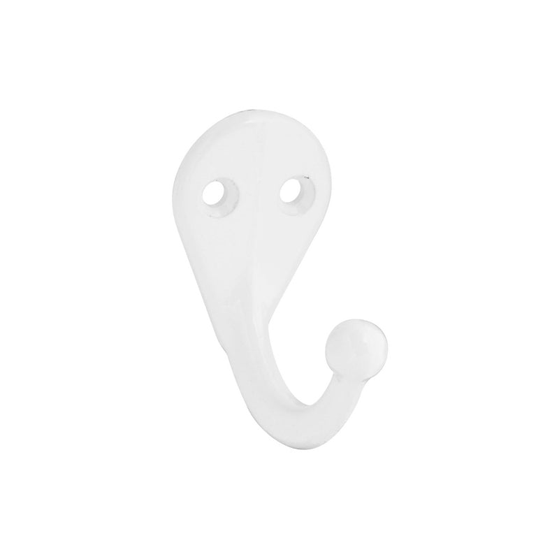 National Hardware V162 Series N248-377 Cloth Hook, Wall Mounting, 1-11/16 in H x 1 in W Dimensions, White, 35 lb, Zinc