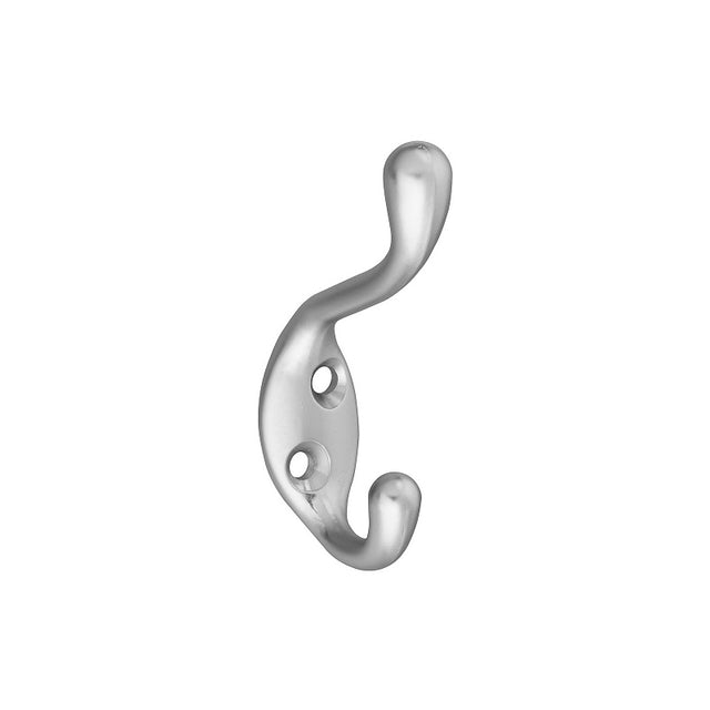 National Hardware V166 N273-524 Coat and Hat Hook, 75 lb, 2-Hook, Zinc, Satin Chrome