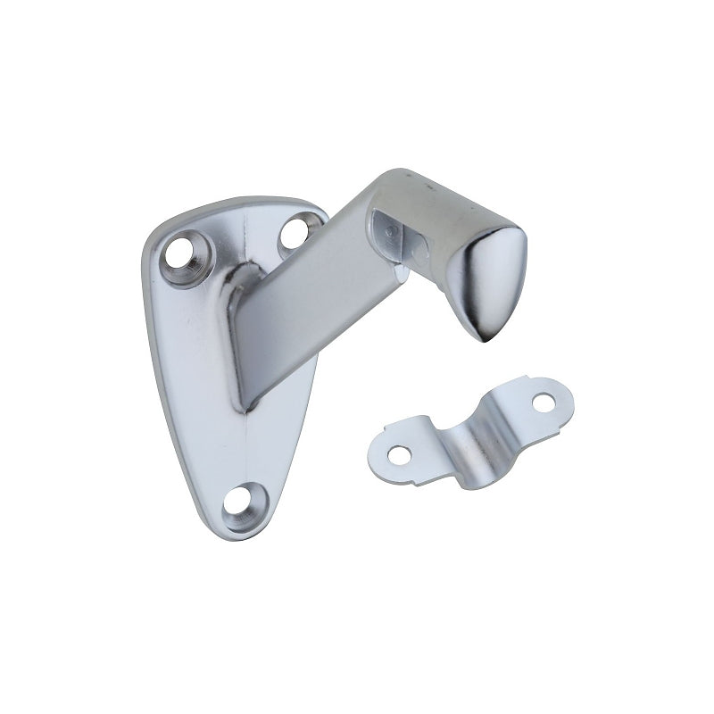 National Hardware N274-258 Handrail Bracket with Strap, 250 lb, Zinc, Satin Chrome