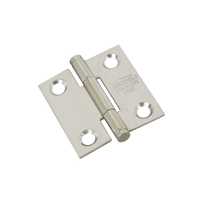 National Hardware N276-956 Door Hinge, 1-1/2 in W Frame Leaf, Stainless Steel, Stainless Steel, Full Mortise Mounting