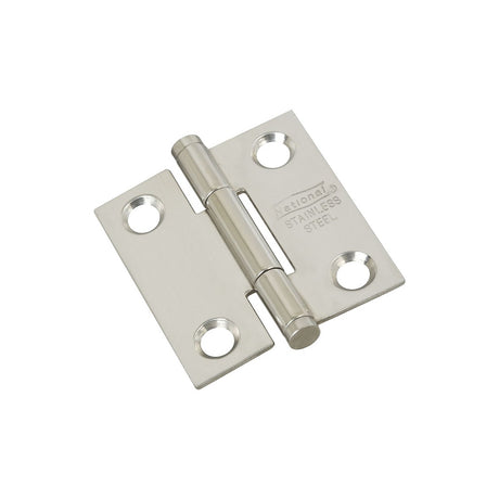 National Hardware N276-956 Door Hinge, 1-1/2 in W Frame Leaf, Stainless Steel, Stainless Steel, Full Mortise Mounting