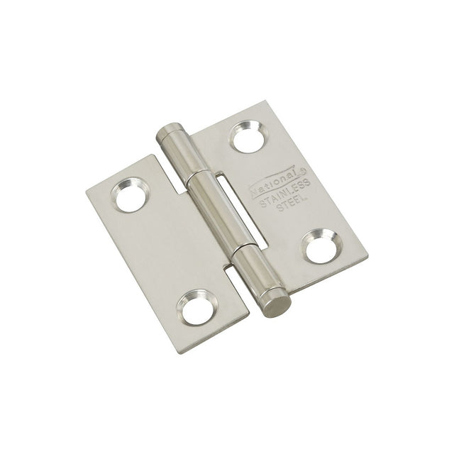 National Hardware N276-956 Door Hinge, 1-1/2 in W Frame Leaf, Stainless Steel, Stainless Steel, Full Mortise Mounting