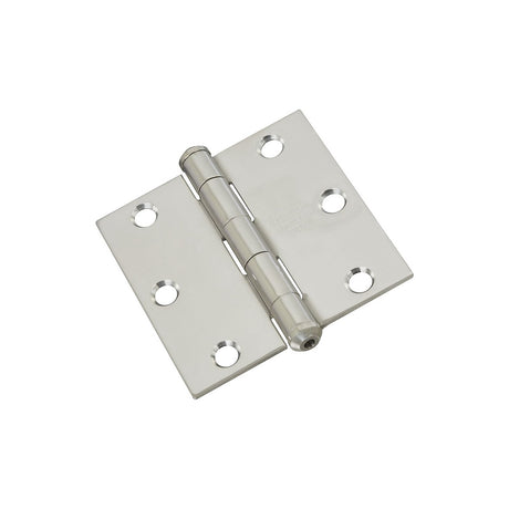 National Hardware N276-980 Door Hinge, 3 in W Frame Leaf, Stainless Steel, Stainless Steel, Non-Rising, Removable Pin