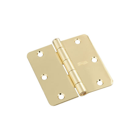 National Hardware N830-209 Door Hinge, 3-1/2 in H Frame Leaf, Cold Rolled Steel, Polished Brass, Full-Mortise Mounting