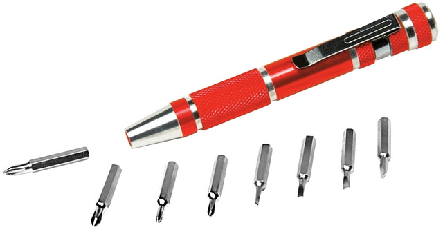 Wilmar W9147 Screwdriver Set, 9-Piece, Aluminum, Anodized, Red