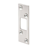 Defender Security E 2461 Deadbolt Strike Plate, 3-5/8 in L, 1-1/4 in W, Steel, Satin Nickel