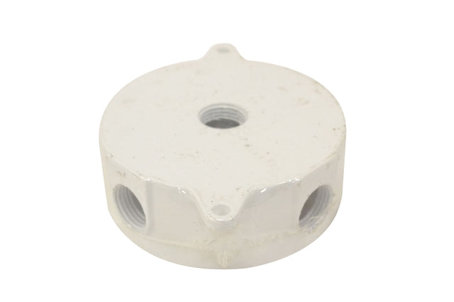 Teddico/Bwf RB-5WV Outlet Box, 16.5 cu-in, 5-1/2 in, 5-Knockout, Metal, White, Powder-Coated