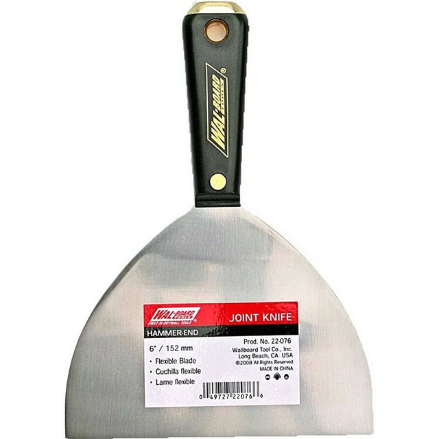 Wallboard Tool 22-076 Joint Knife, 6 in W Blade, HCS Blade, Flexible Blade, Soft-Grip Handle, Rubber Handle