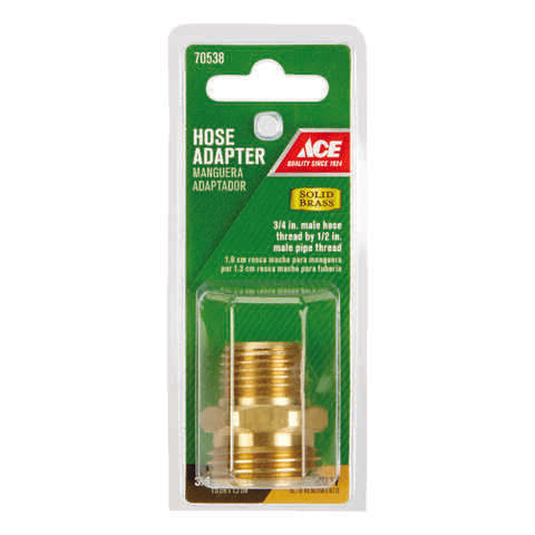 Ace 3/4 in. MHT x 1/2 in. MPT in. Brass Threaded Double Male Hose Adapter, Pack of 5