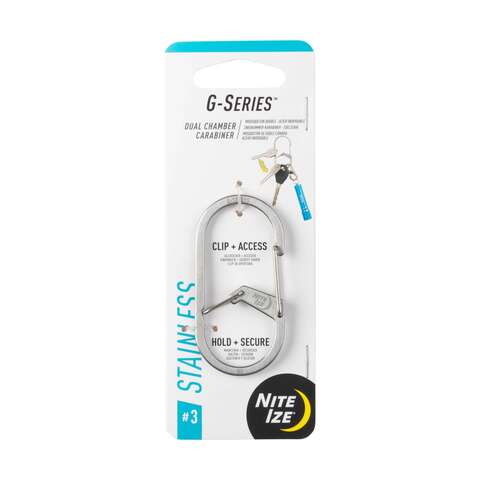 Nite Ize G-Series Stainless Steel Silver Dual Chamber Carabiner, Pack of 4