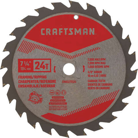 Craftsman 7-1/4 in. D X 5/8 in. Carbide Circular Saw Blade 24 teeth 1 pk, Pack of 10