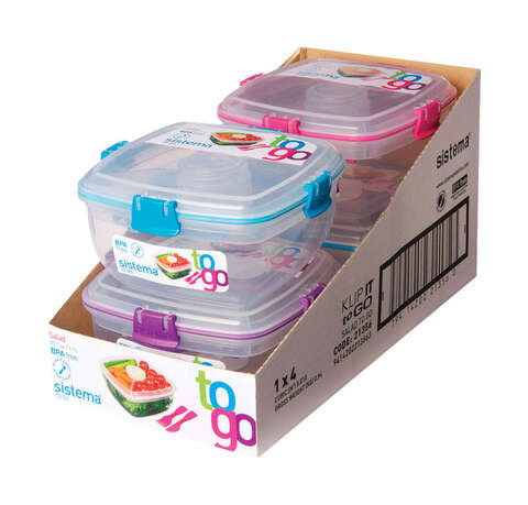 Sistema To Go 37.1 oz Assorted Salad Container 1 pk, Pack of 4