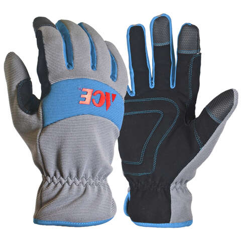 Ace M Synthetic Leather Cold Weather Blue/Gray Gloves