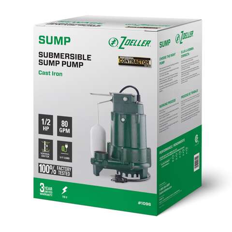 Zoeller 1/2 HP 4800 gph Cast Iron Vertical Float Switch AC Submersible Sump Pump