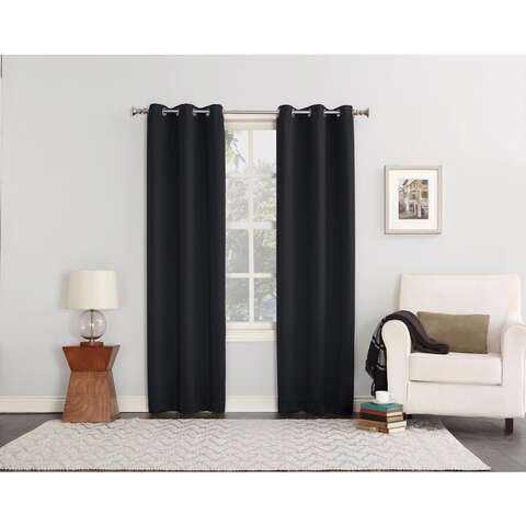 Sun Zero Norwich Black Blackout Curtains 80 in. W X 84 in. L