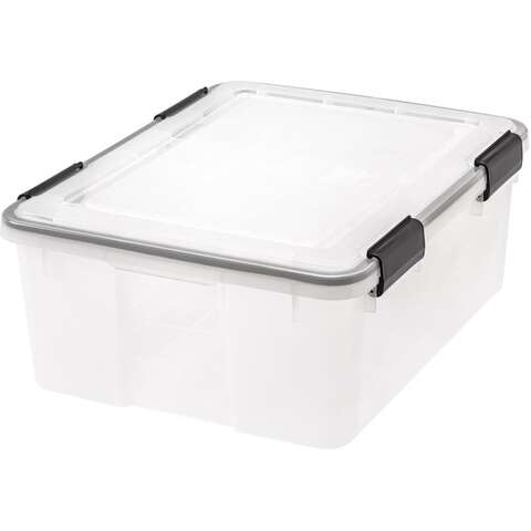 IRIS WEATHERPRO 30 qt Clear Storage Box 7.75 in. H X 15.75 in. W X 19.7 in. D Stackable, Pack of 6