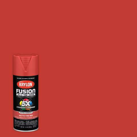 Krylon Fusion All-In-One Matte Fire Red Paint+Primer Spray Paint 12 oz, Pack of 6