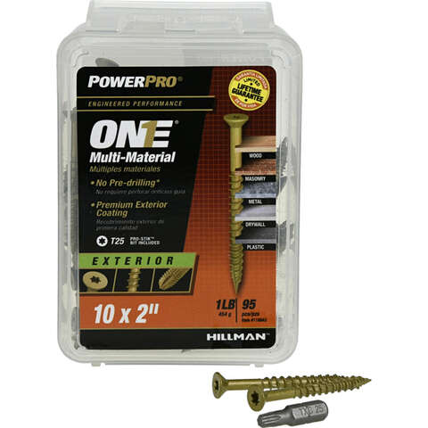 HILLMAN POWERPRO ONE No. 10 X 2 in. L Star Flat Head Coarse Multi-Material Screw