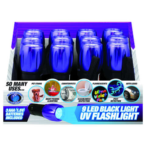 Blacklight Master 15 lm Black/Purple LED UV Flashlight AAA Battery, Pack of 12