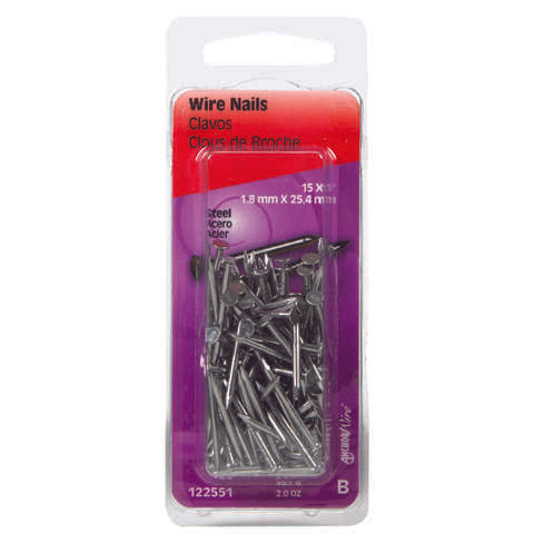 Hillman 1 in. Wire Bright Steel Nail Flat Head, Pack of 6