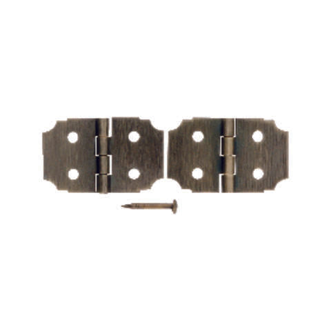 Ace 5/8 in. W X 1 in. L Antique Brass Brass Decorative Hinge 2 pk