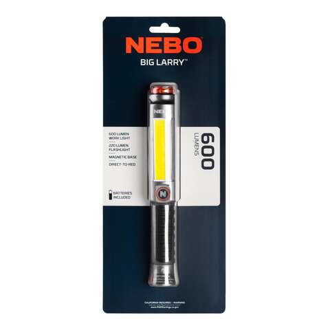 NEBO Big Larry 600 lm Black/Gray LED Work Light Flashlight AA Battery