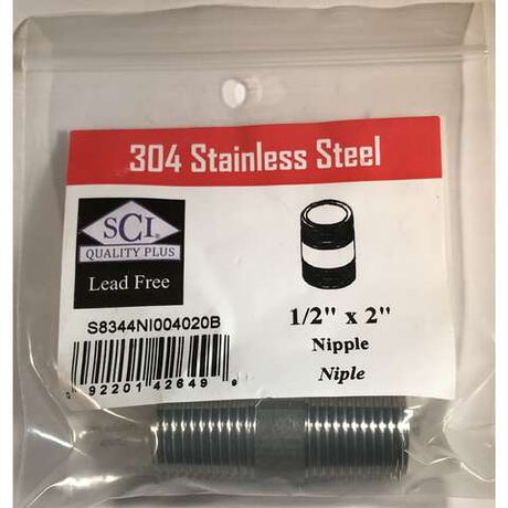 Smith-Cooper 1/2 in. MPT Stainless Steel 2 in. L Nipple