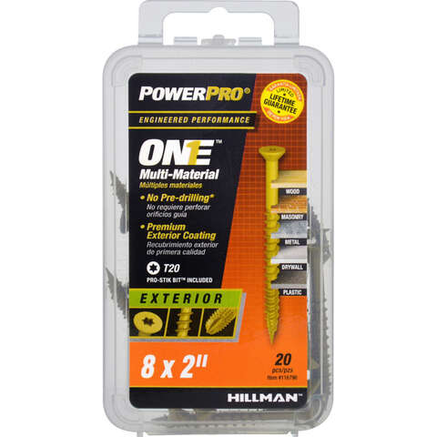 HILLMAN POWERPRO ONE No. 8 X 2 in. L Star Flat Head Coarse Multi-Material Screw, Pack of 5