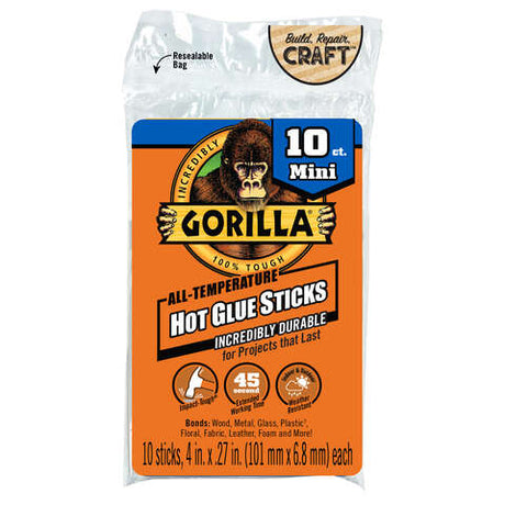 Gorilla .27 in. D X 4 in. L All Purpose Mini Glue Sticks Clear 10 pk