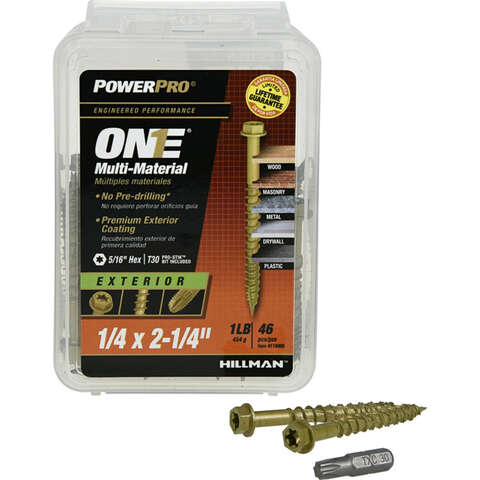 HILLMAN POWERPRO ONE 1/4 in. X 2-1/4 in. L Star Hex Washer Head Coarse Multi-Material Screw