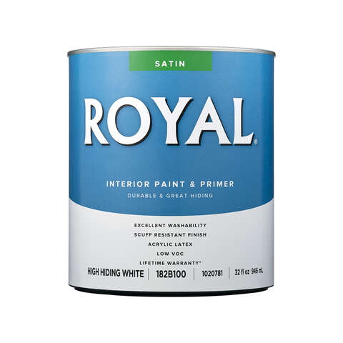 Royal Satin High Hiding White Paint Interior 1 qt, Pack of 4